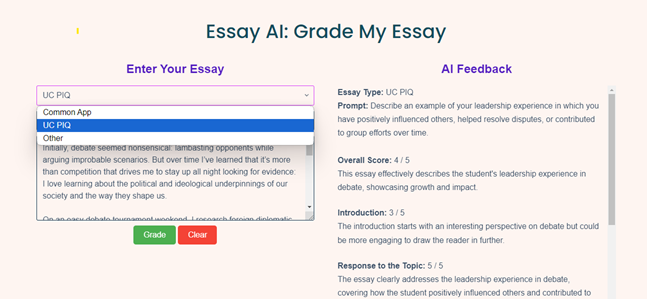Essay AI to help with college application essays